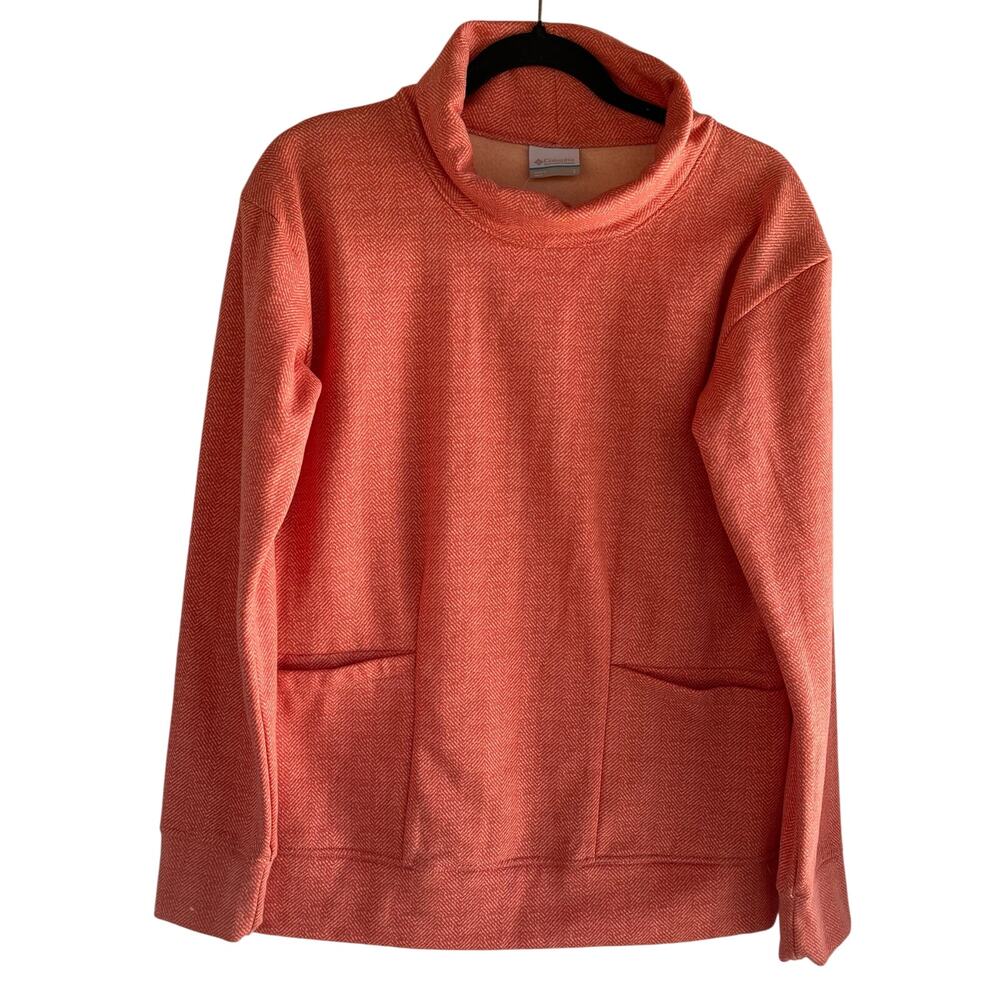 columbia Cowl Neck Herringbone Fleece Lined Sweater Pullover Women's Sz Small